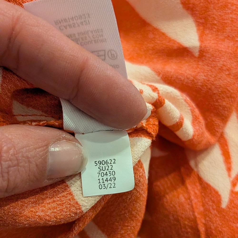 LOFT bright orange tank top with cream palm print size S - Picture 8 of 8